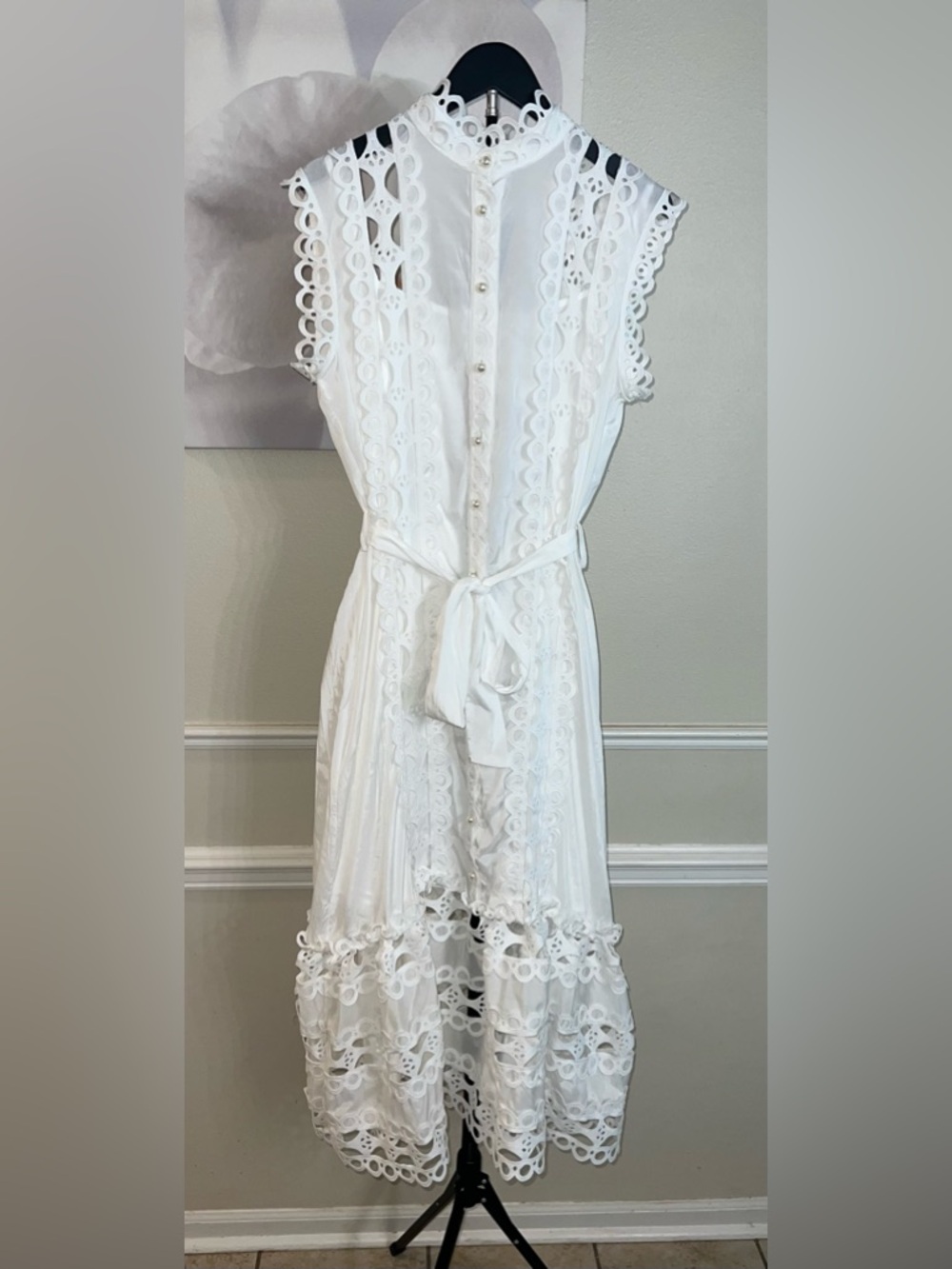 NWT: Women's Kennedi White Sleeveless Hollow Maxi Dress! Size XL. - Picture 2 of 16